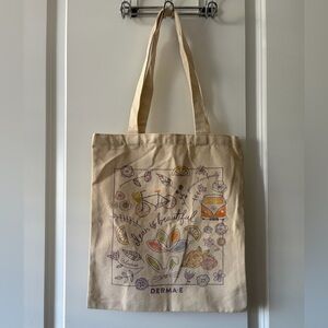 DERMA-E Cream Canvas Tote with Fun Print